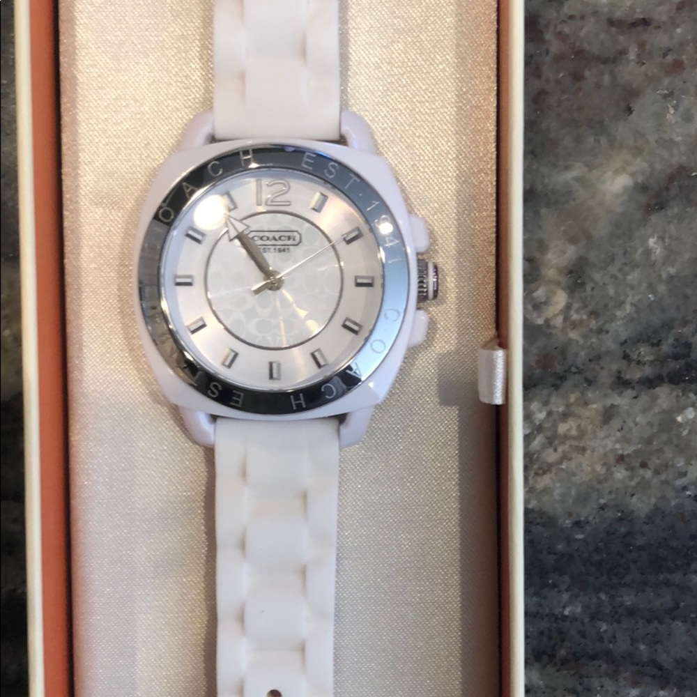 Coach white watch